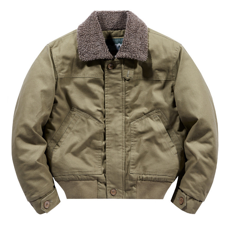 Autumn And Winter Men's Cotton Washed Cashmere Jacket Lapel Youth Coat