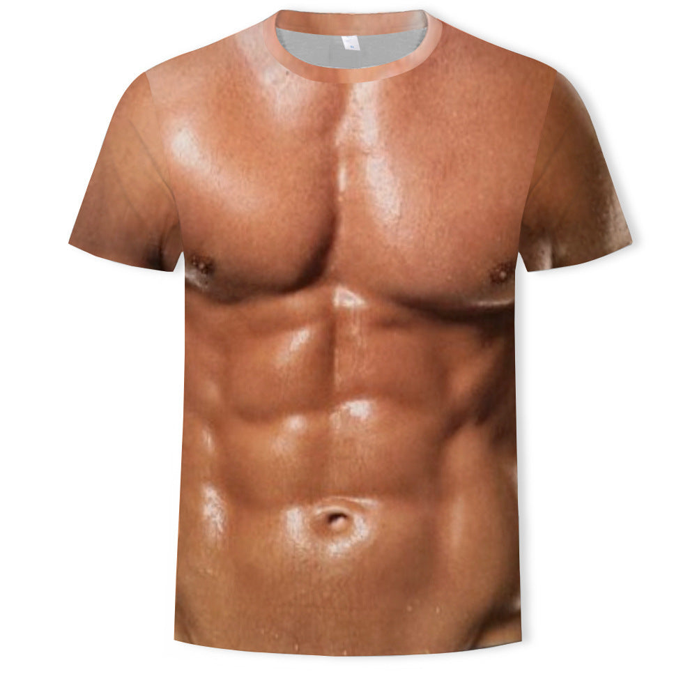 Muscle Men's Popular Trendy T-shirt 3D Digital Printed Short-sleeved Top