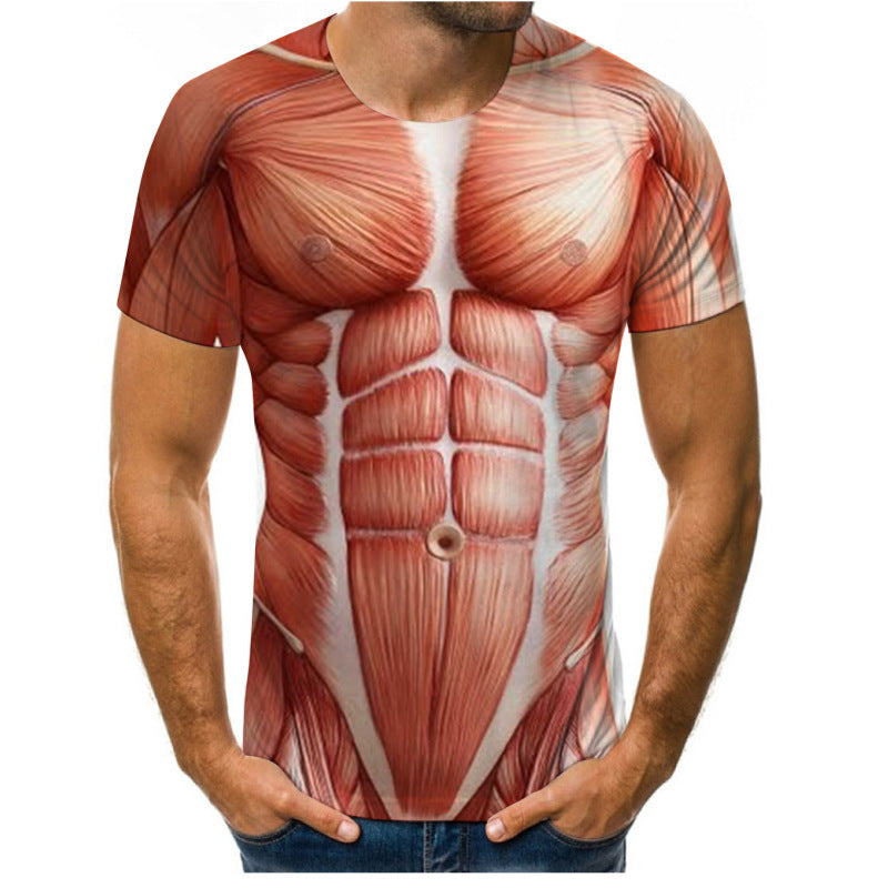 Muscle Men's Popular Trendy T-shirt 3D Digital Printed Short-sleeved Top