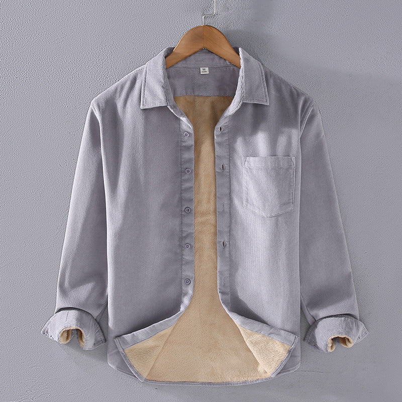 Men's Square Collar Cotton Corduroy Padded Shirt Men