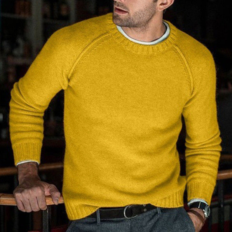 Men's Shirt Solid Color Round Neck Knitted Sweater