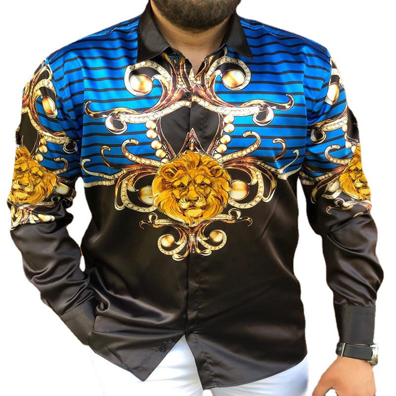 Printed Long Sleeve Slim Fit Men's Shirt