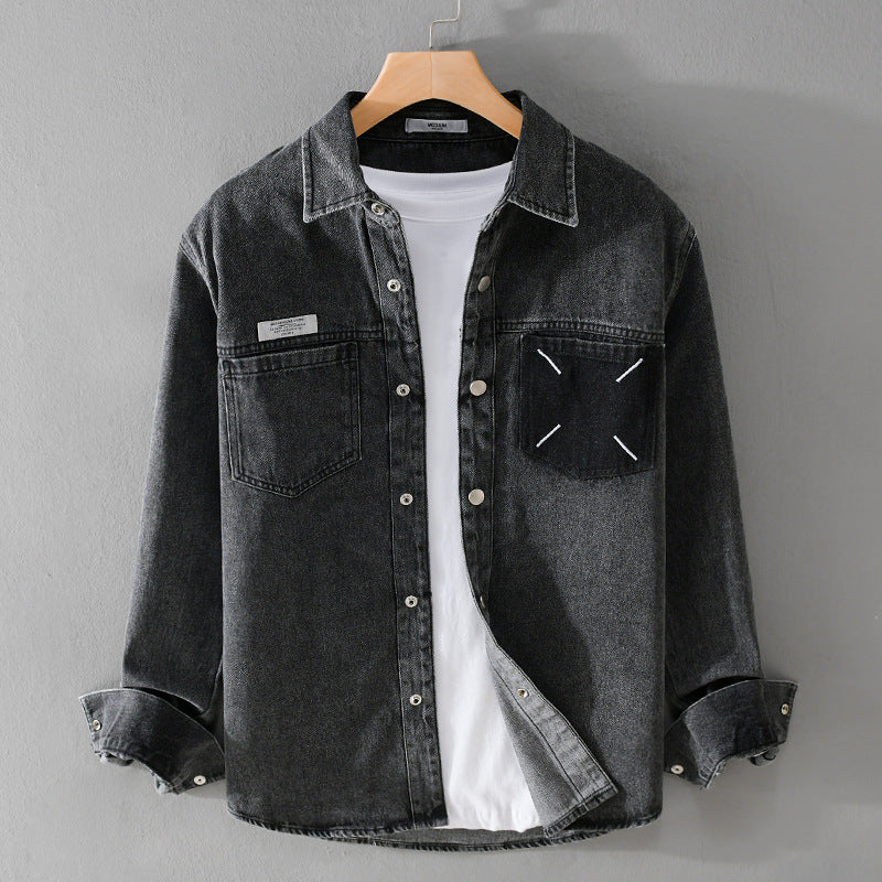 Men's Fashion Retro Denim Long-sleeved Shirt