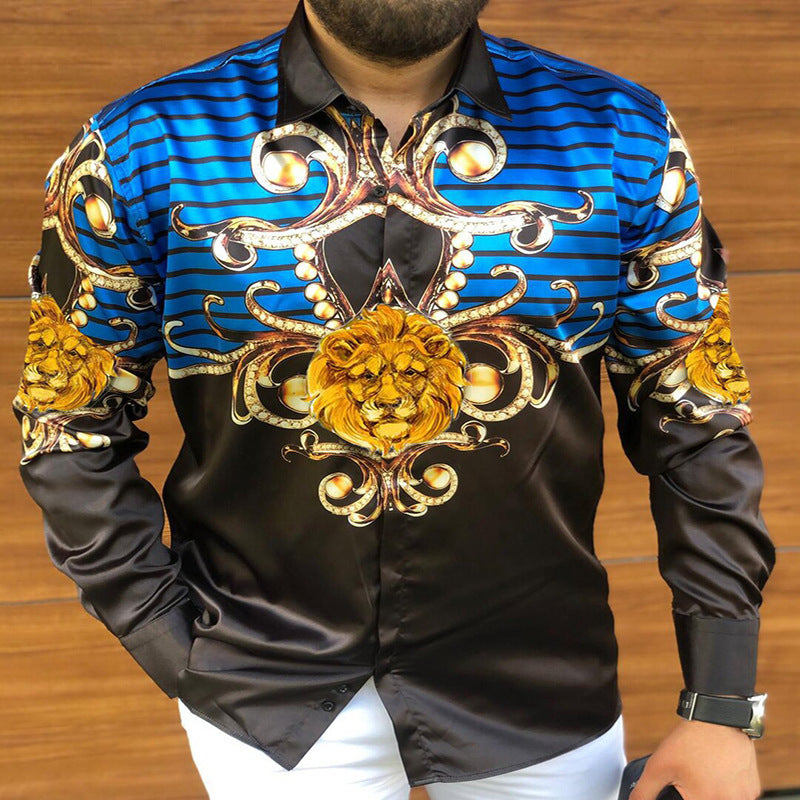 Printed Long Sleeve Slim Fit Men's Shirt