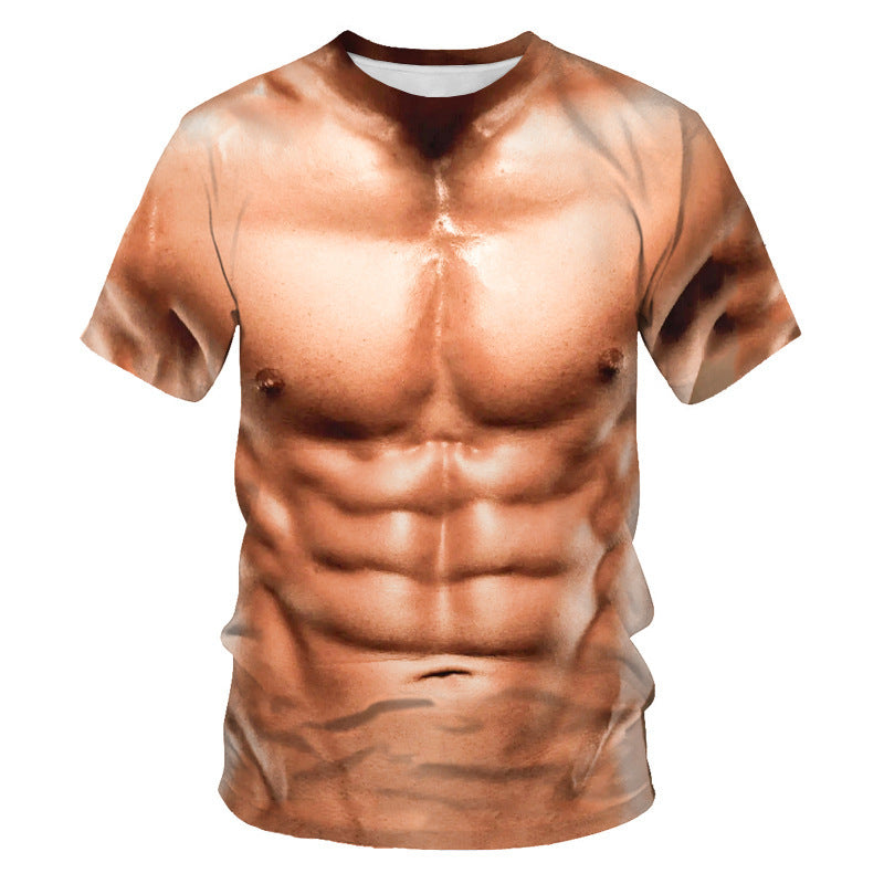 Muscle Men's Popular Trendy T-shirt 3D Digital Printed Short-sleeved Top