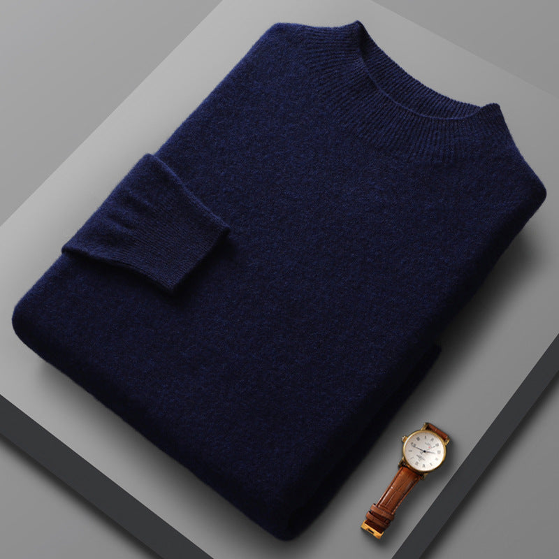 Men's Fashion Casual Half Turtleneck Keep Warm Pure Color Cashmere Sweater