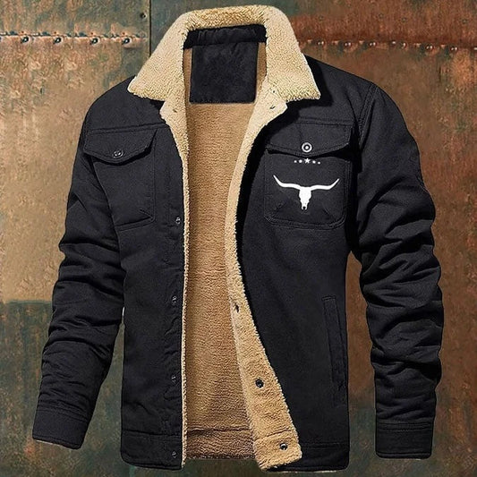 Men's Jacket Fleece-lined Cotton Workwear Casual Jacket Men's Coat