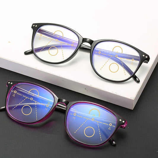 New Retro Anti-blue Light Progressive Multi-focus Old Presbyopic Glasses